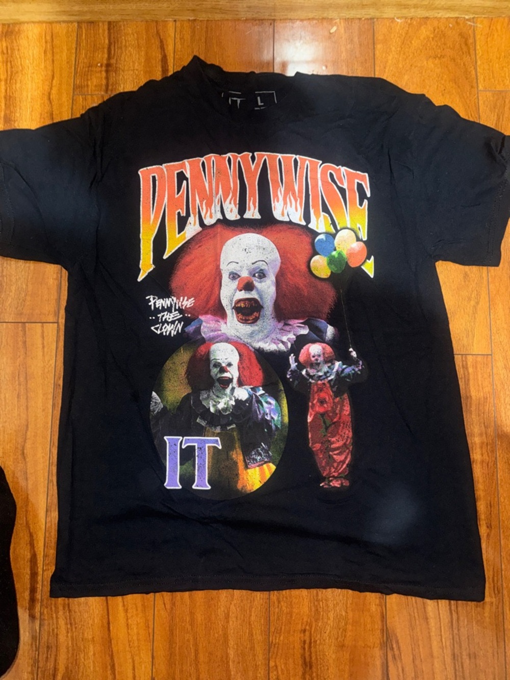 Pennywise IT Black Graphic Tee with Colorful Print